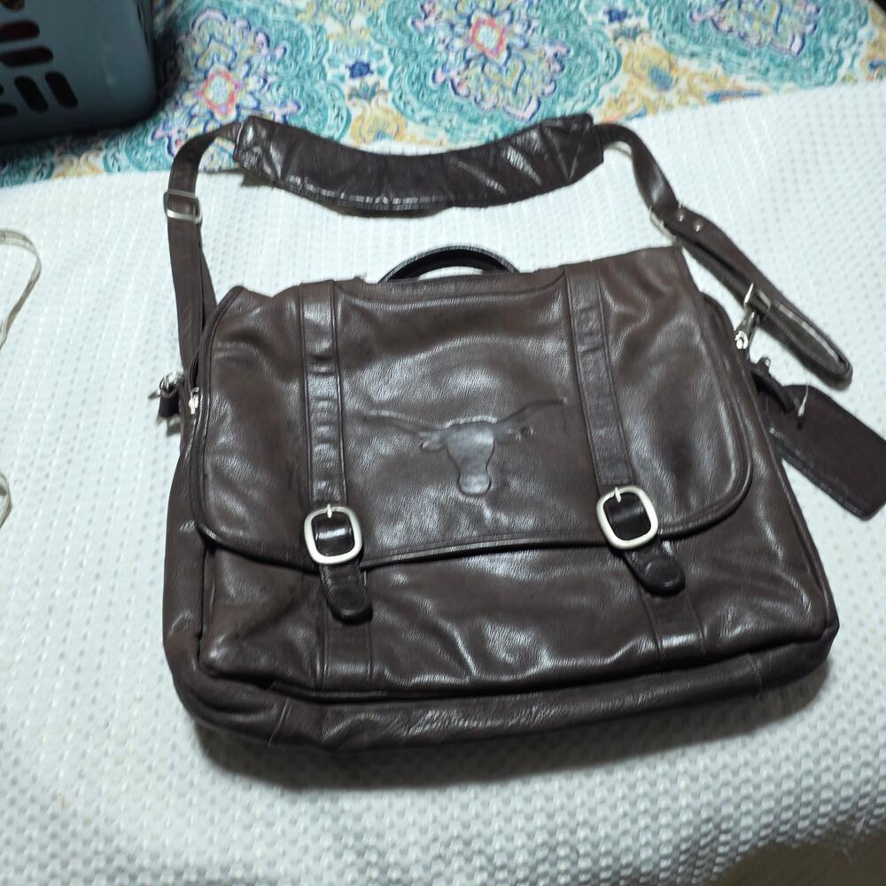 JACK MASON GENUINE LEATHER 16"  MESSENGER BRIEFCASE CROSSBODY BAG